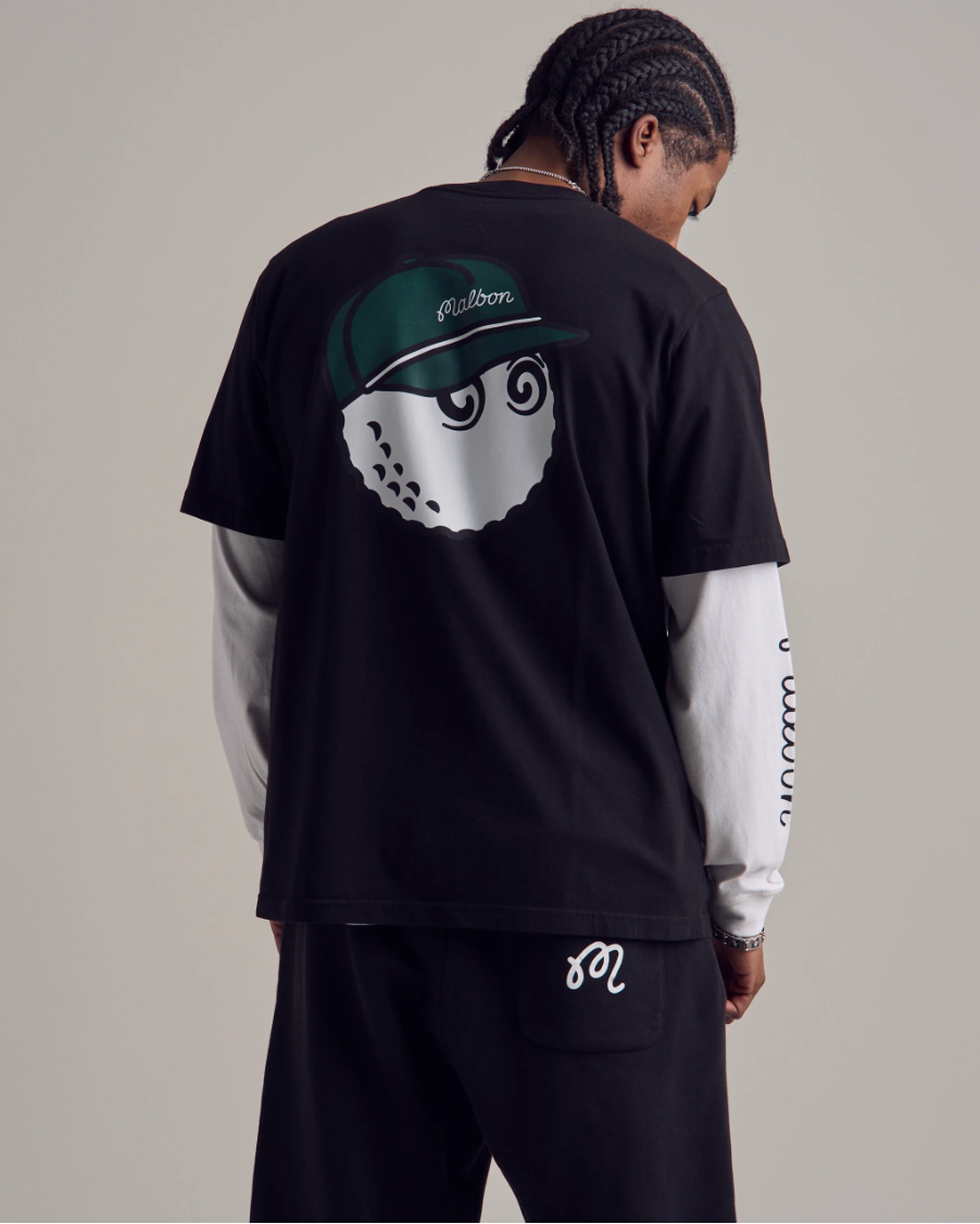 MALBON GOLF BERMUDA BALDWIN TEE BLACK | MIXUPMIX Golf